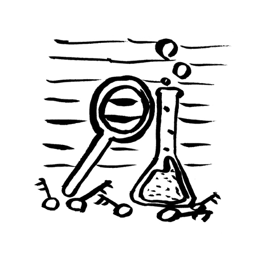Depiction of SEO with magnifying glass and keywords.