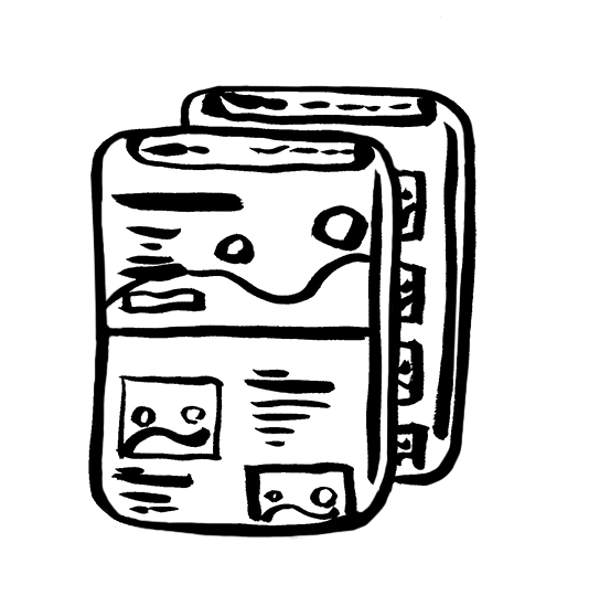 Illustration of web-pages in the form of paper pages