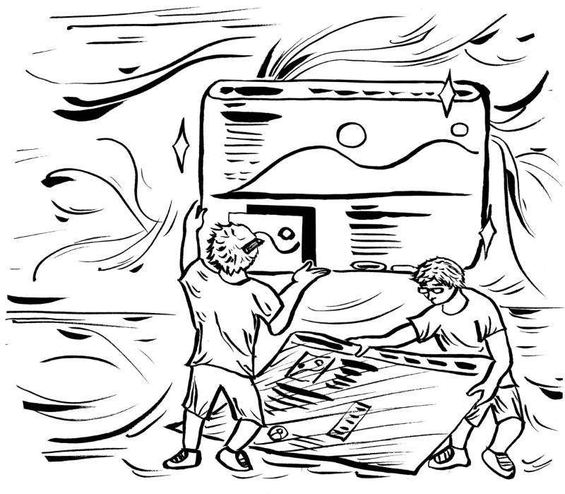 An illustration that represents the process of redesigning a website in a poetic way.